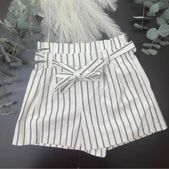 Zara Pants - NWT Zara Stripe Shorts with belt tie